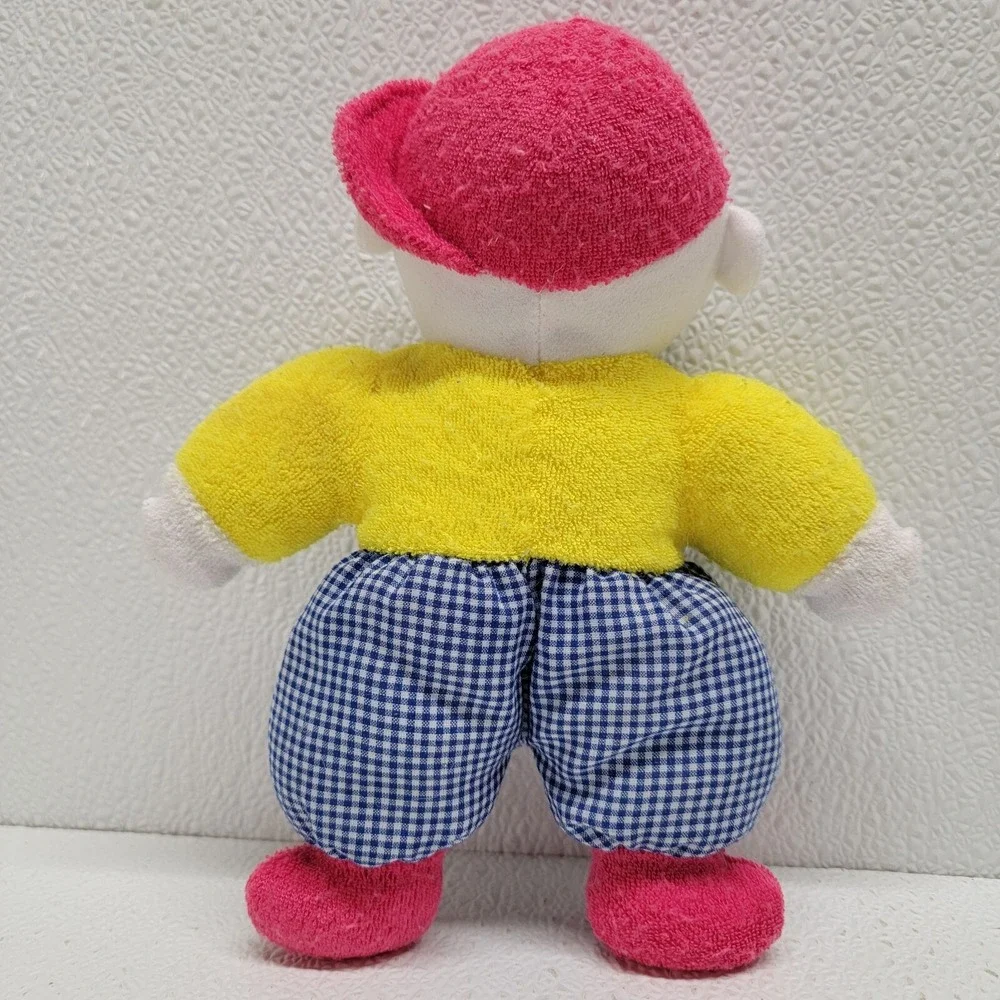 Terrycloth Boy Baby Doll Freckles Plush Rattle Yellow Pink Hat Blue Overalls